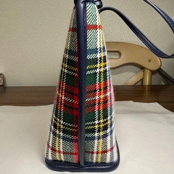 Stoney Clover Lane Little Tote-Blue/Plaid-Heart Charm Mini purse/ Bag - Picture 5 of 6